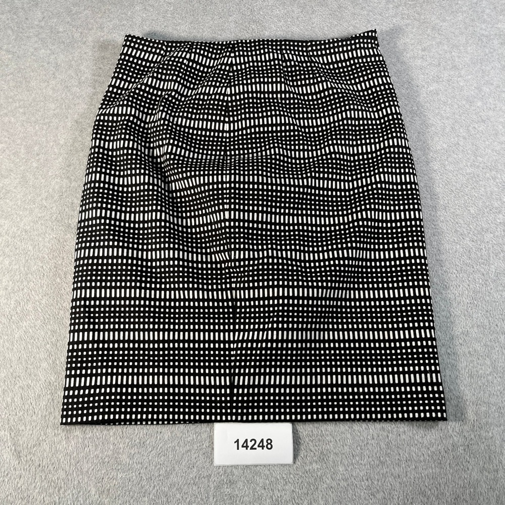 Jones Studio Separates Pencil Skirt Women 12 Black White Geometric Back Zip Slit